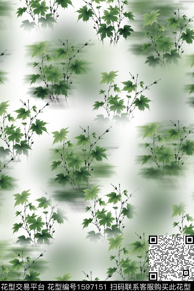 叶子植物模糊数码印花华亿平台下载（图片编号: 1597151） - 瓦栏（Walan）