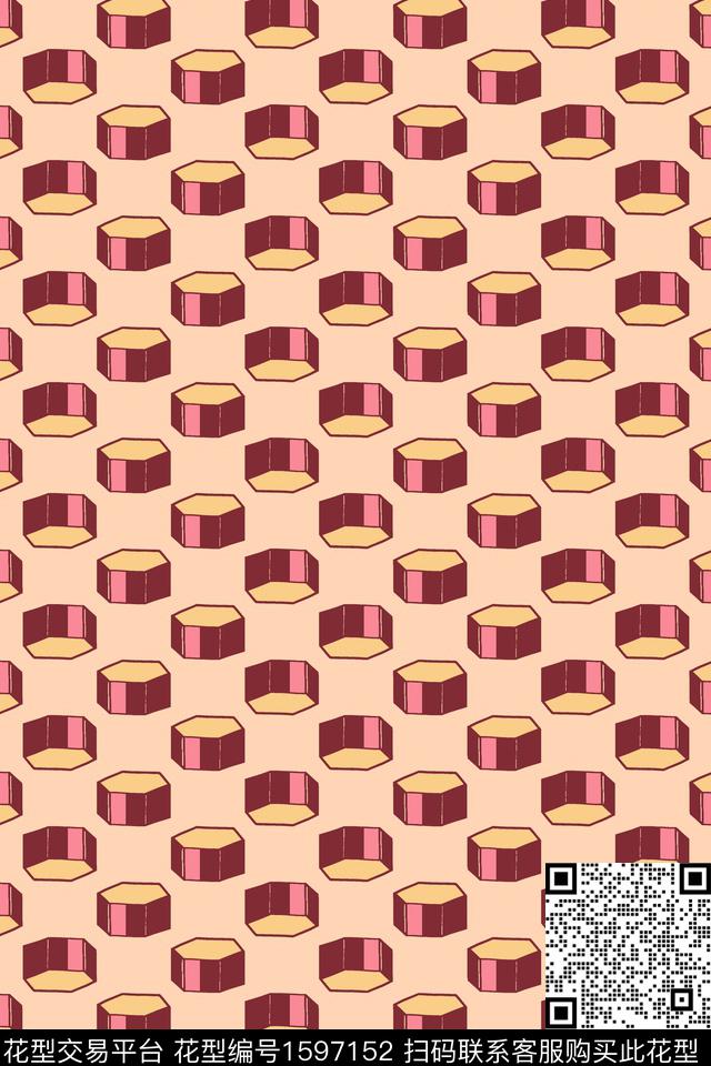 几何盒子立体几何传统印花华亿平台下载（图片编号: 1597152） - 瓦栏（Walan）