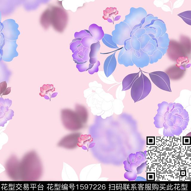 花卉中国风影花数码印花华亿平台下载（图片编号: 1597226） - 瓦栏（Walan）