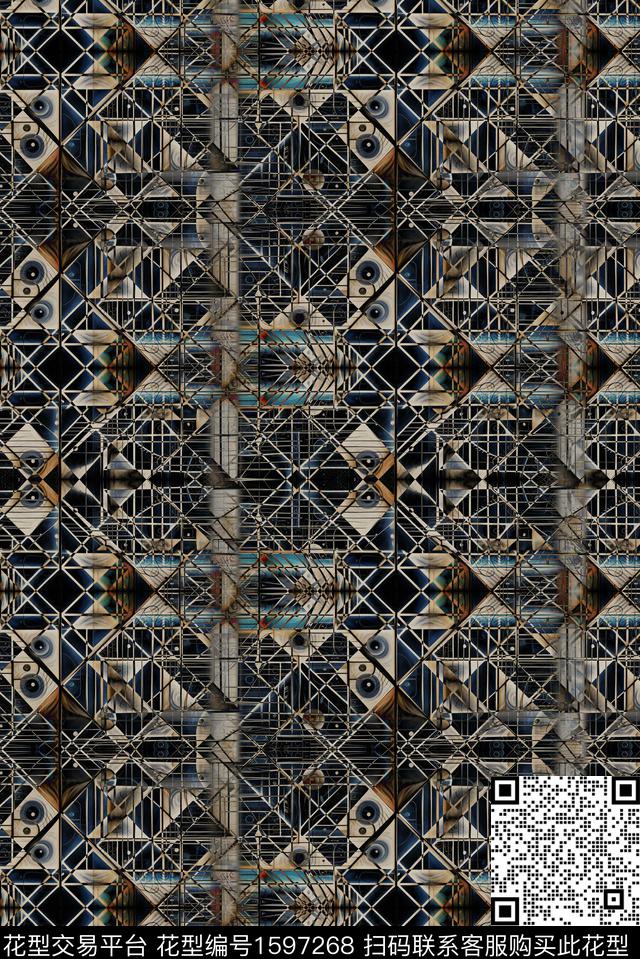 几何线条抽象数码印花华亿平台下载（图片编号: 1597268） - 瓦栏（Walan）