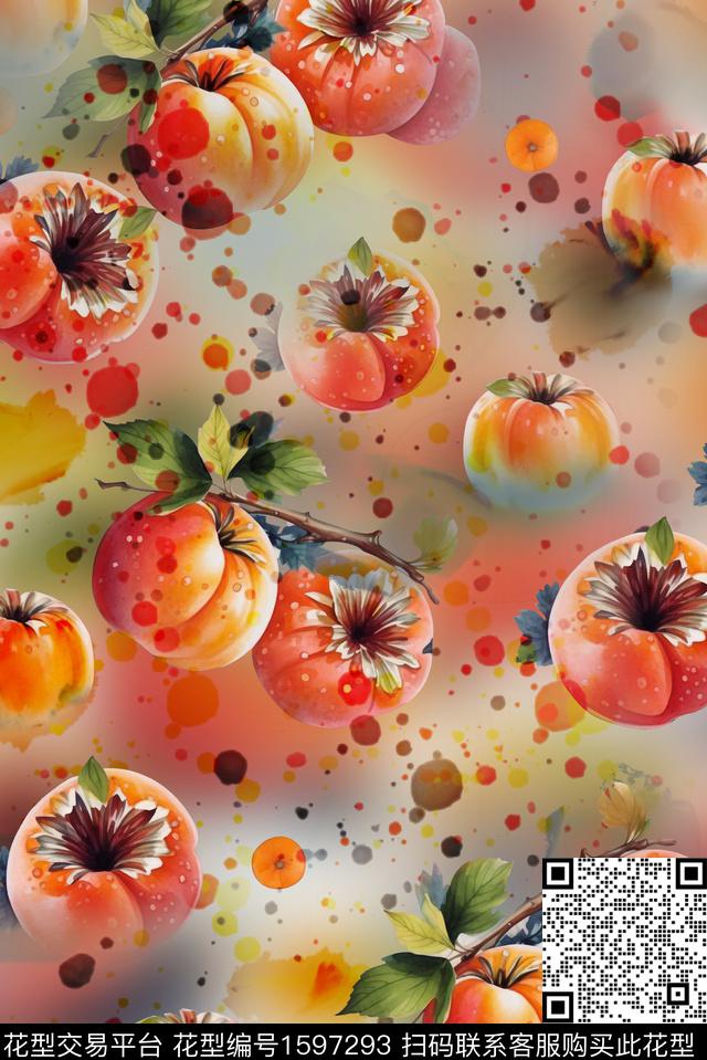 水彩水果趣味数码印花华亿平台下载（图片编号: 1597293） - 瓦栏（Walan）