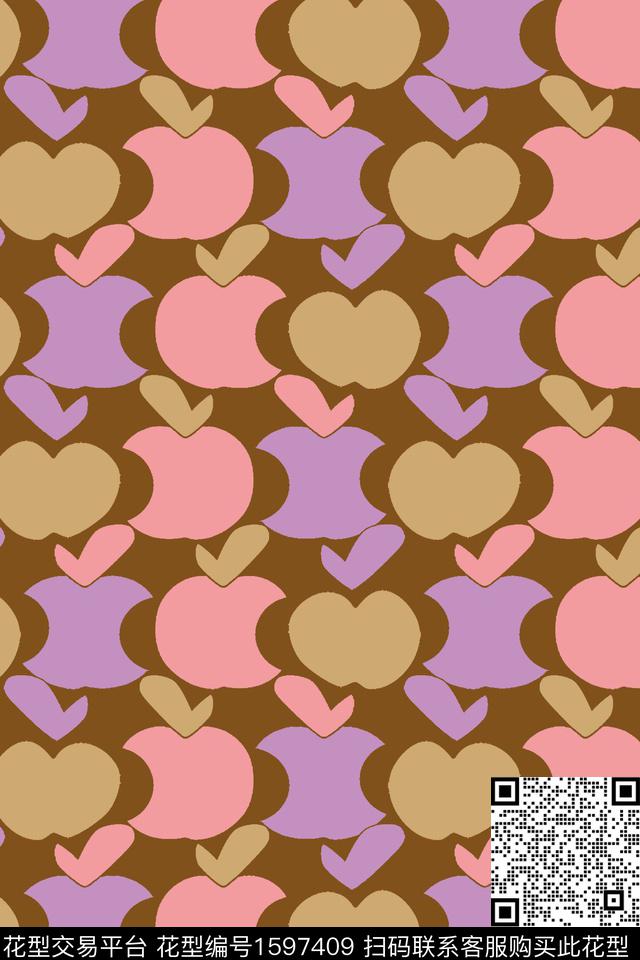 趣味苹果拼色传统印花华亿平台下载（图片编号: 1597409） - 瓦栏（Walan）