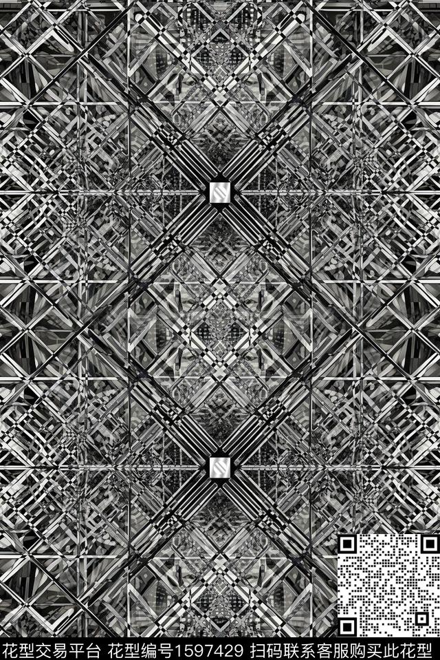 几何线条抽象数码印花华亿平台下载（图片编号: 1597429） - 瓦栏（Walan）