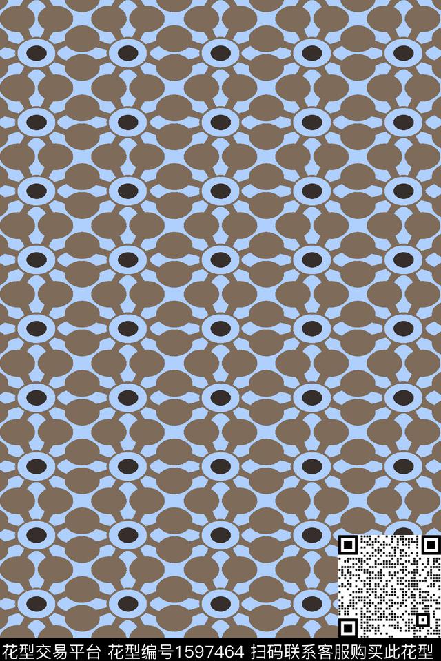 花卉几何圆传统印花华亿平台下载（图片编号: 1597464） - 瓦栏（Walan）