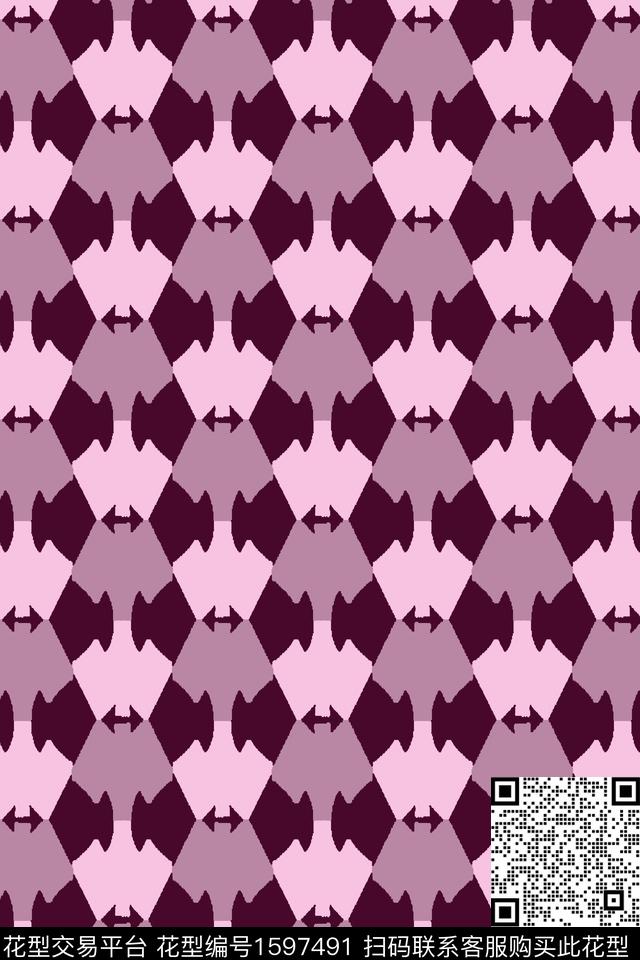 几何箭头紫色传统印花华亿平台下载（图片编号: 1597491） - 瓦栏（Walan）