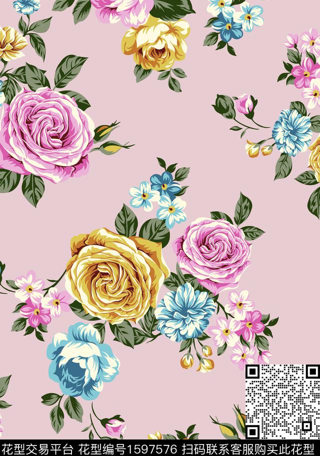 flowerseamlesspattern数码印花华亿平台下载（图片编号: 1597576） - 瓦栏（Walan）