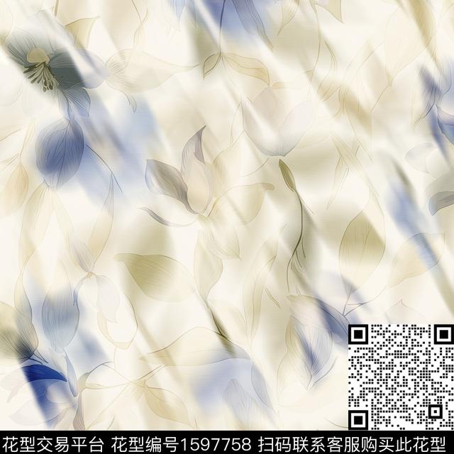 抽象朦胧花卉数码印花华亿平台下载（图片编号: 1597758） - 瓦栏（Walan）