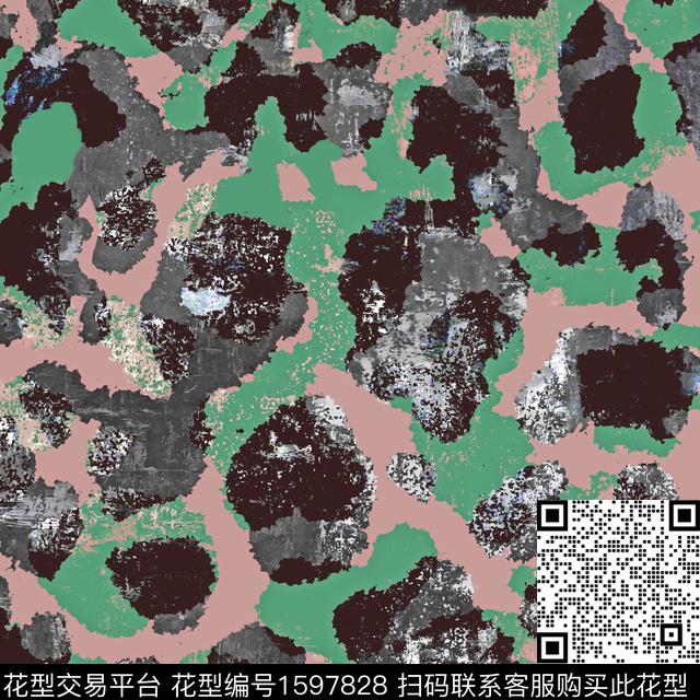 抽象肌理豹纹数码印花华亿平台下载（图片编号: 1597828） - 瓦栏（Walan）