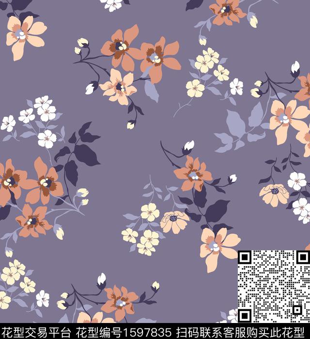 flowerseamlesspattern花卉数码印花华亿平台下载（图片编号: 1597835） - 瓦栏（Walan）