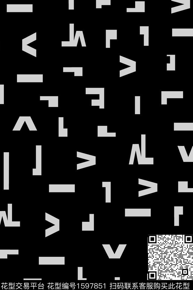 几何字母条纹传统印花华亿平台下载（图片编号: 1597851） - 瓦栏（Walan）