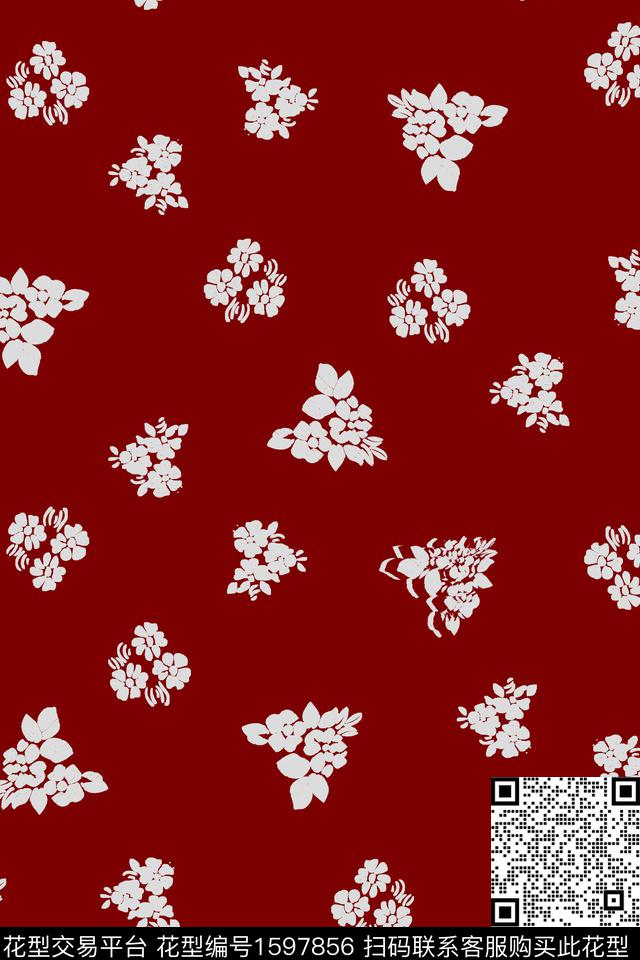 花卉小碎花剪影数码印花华亿平台下载（图片编号: 1597856） - 瓦栏（Walan）