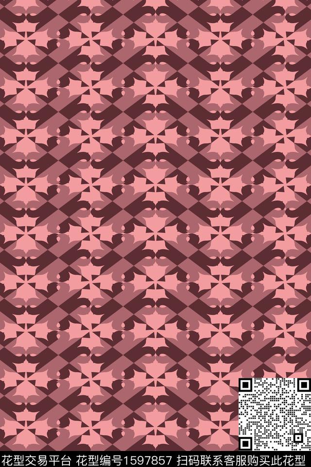 格子几何古典花纹传统印花华亿平台下载（图片编号: 1597857） - 瓦栏（Walan）