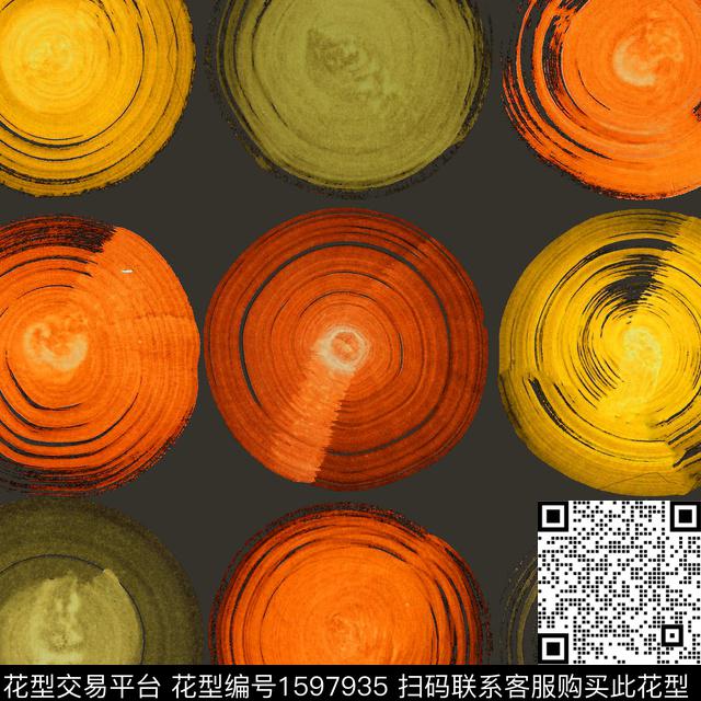 几何水彩笔触数码印花华亿平台下载（图片编号: 1597935） - 瓦栏（Walan）