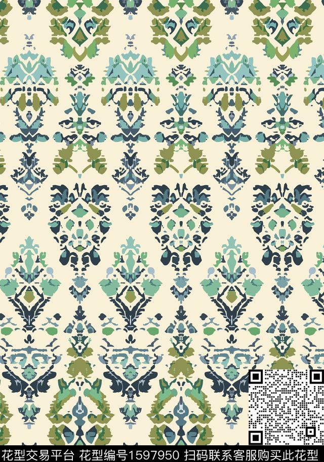 部落风民族风纹理数码印花华亿平台下载（图片编号: 1597950） - 瓦栏（Walan）