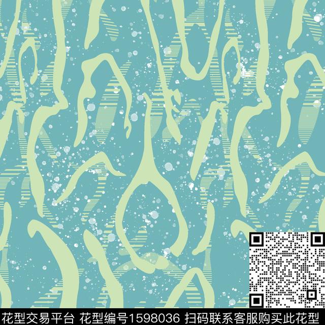 抽象线条斑点数码印花华亿平台下载（图片编号: 1598036） - 瓦栏（Walan）