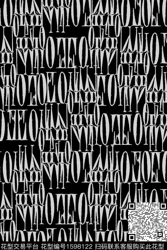 趣味抽象字母数码印花华亿平台下载（图片编号: 1598122） - 瓦栏（Walan）