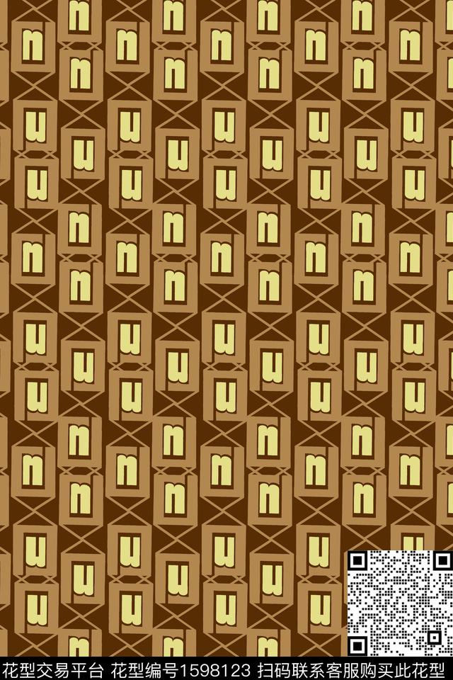线条几何字母传统印花华亿平台下载（图片编号: 1598123） - 瓦栏（Walan）