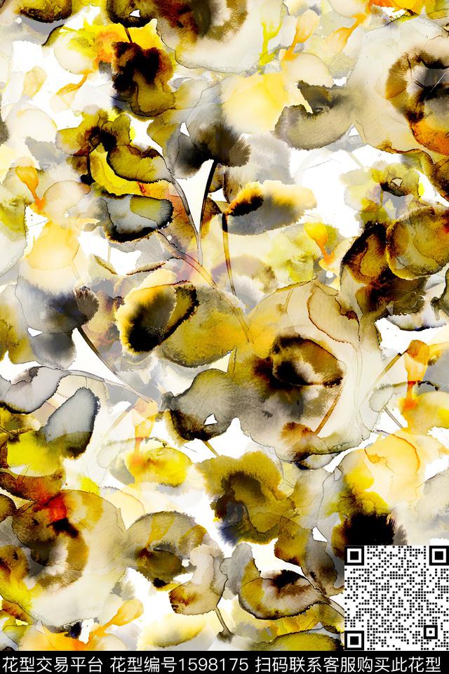 水彩花卉抽象花卉花卉数码印花华亿平台下载（图片编号: 1598175） - 瓦栏（Walan）
