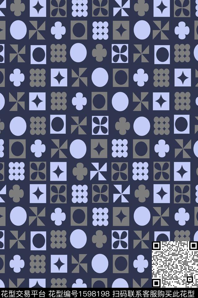 波点格子几何传统印花华亿平台下载（图片编号: 1598198） - 瓦栏（Walan）