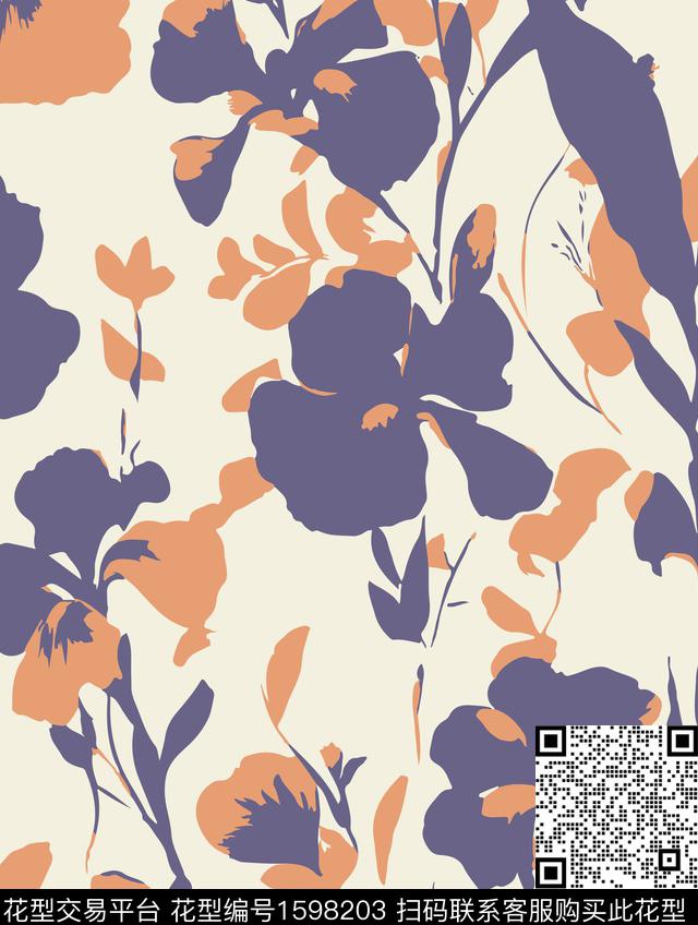 花卉抽象花卉平面花卉传统印花华亿平台下载（图片编号: 1598203） - 瓦栏（Walan）