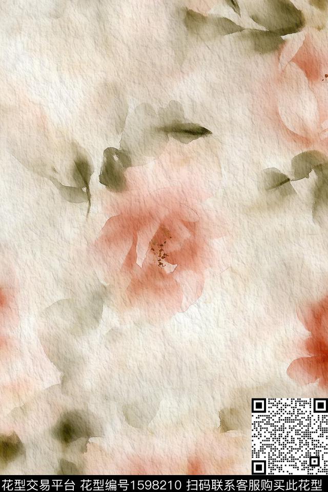 朦胧花卉水彩花卉花卉数码印花华亿平台下载（图片编号: 1598210） - 瓦栏（Walan）