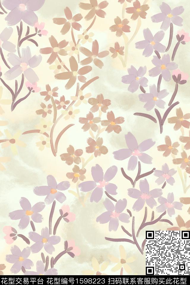 侘寂花卉小碎花数码印花华亿平台下载（图片编号: 1598223） - 瓦栏（Walan）