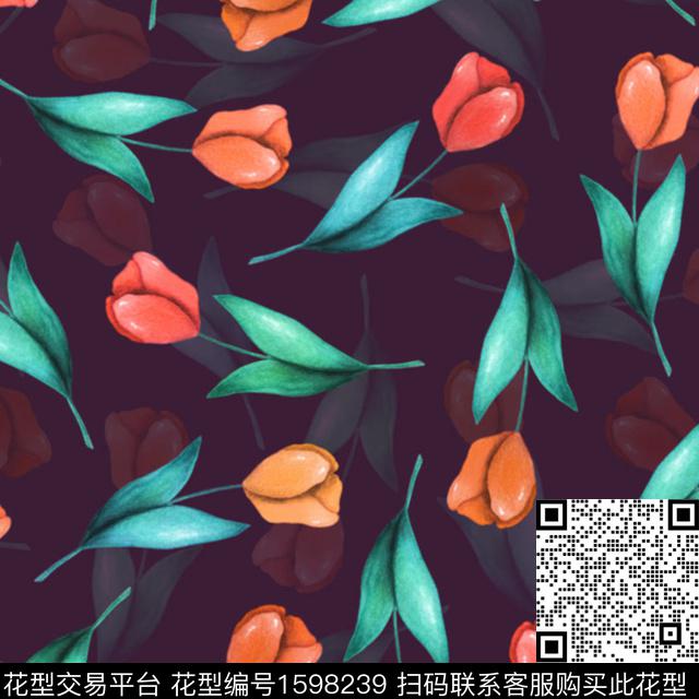 影花花卉大牌风数码印花华亿平台下载（图片编号: 1598239） - 瓦栏（Walan）