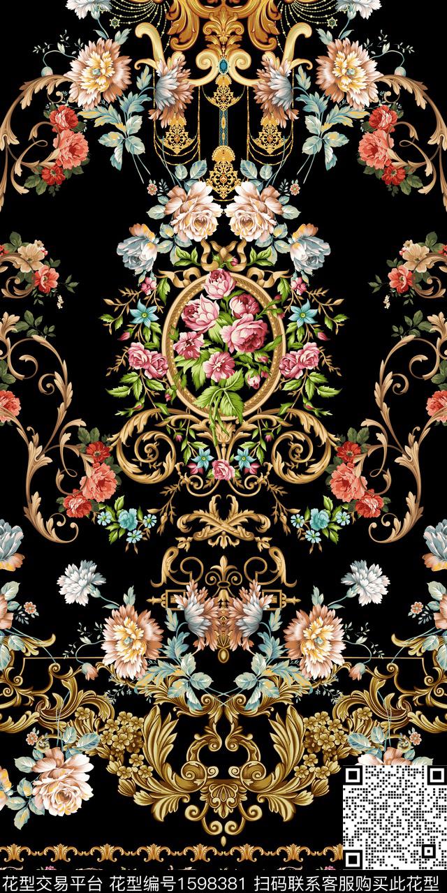 定位花花卉宫廷风数码印花华亿平台下载（图片编号: 1598381） - 瓦栏（Walan）