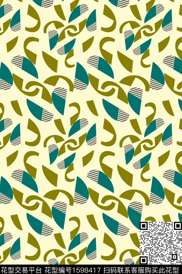 几何混合拼接传统印花华亿平台下载（图片编号: 1598417） - 瓦栏（Walan）