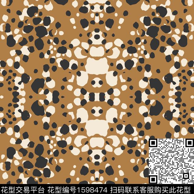 动物纹大牌风对称花传统印花华亿平台下载（图片编号: 1598474） - 瓦栏（Walan）