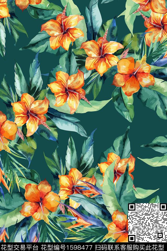 花卉女装植物数码印花华亿平台下载（图片编号: 1598477） - 瓦栏（Walan）