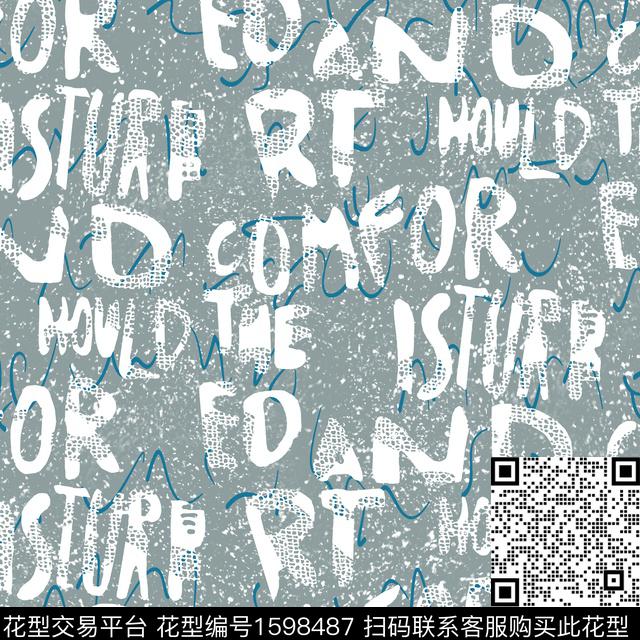 斑点字母休闲数码印花华亿平台下载（图片编号: 1598487） - 瓦栏（Walan）