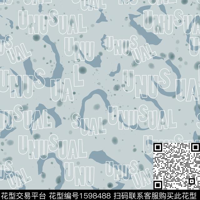 字母斑点休闲数码印花华亿平台下载（图片编号: 1598488） - 瓦栏（Walan）