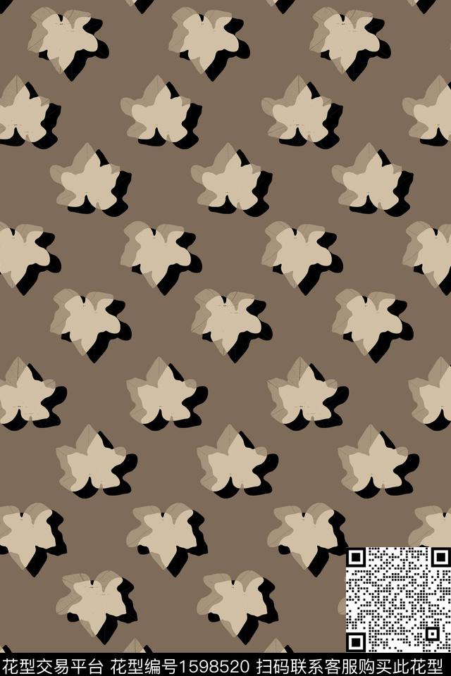 枫叶阴影数码印花华亿平台下载（图片编号: 1598520） - 瓦栏（Walan）