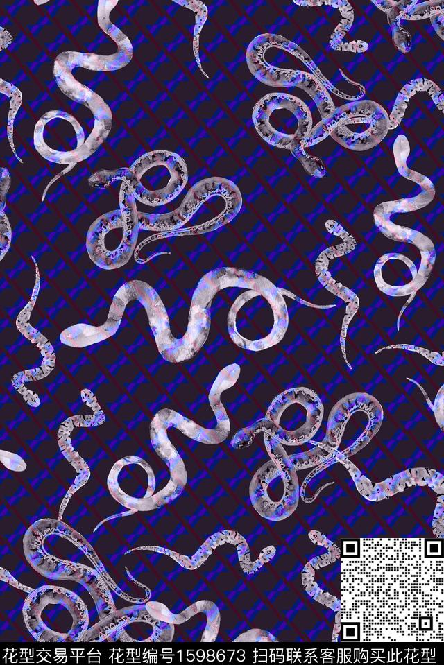 水彩蛇肌理数码印花华亿平台下载（图片编号: 1598673） - 瓦栏（Walan）