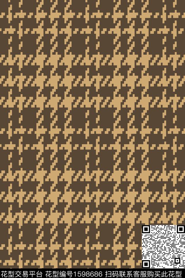 格子千鸟格马赛克传统印花华亿平台下载（图片编号: 1598686） - 瓦栏（Walan）