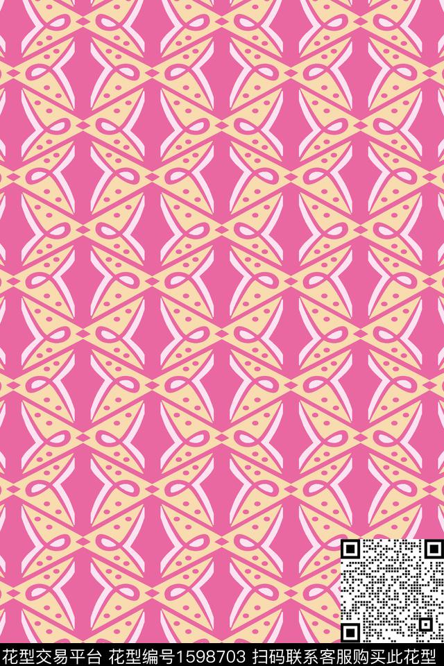趣味粉色蝴蝶结传统印花华亿平台下载（图片编号: 1598703） - 瓦栏（Walan）