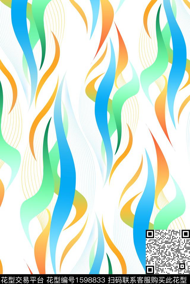 线条抽象渐变数码印花华亿平台下载（图片编号: 1598833） - 瓦栏（Walan）