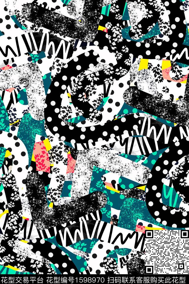 抽象波点肌理数码印花华亿平台下载（图片编号: 1598970） - 瓦栏（Walan）