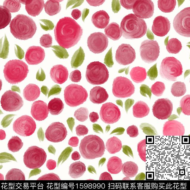 水彩抽象花卉波点数码印花华亿平台下载（图片编号: 1598990） - 瓦栏（Walan）