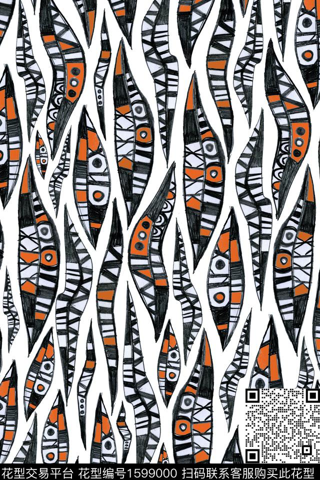 几何混合拼接数码印花华亿平台下载（图片编号: 1599000） - 瓦栏（Walan）
