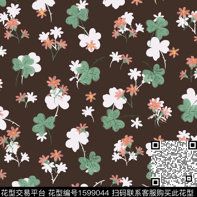 剪影花卉小碎花数码印花华亿平台下载（图片编号: 1599044） - 瓦栏（Walan）