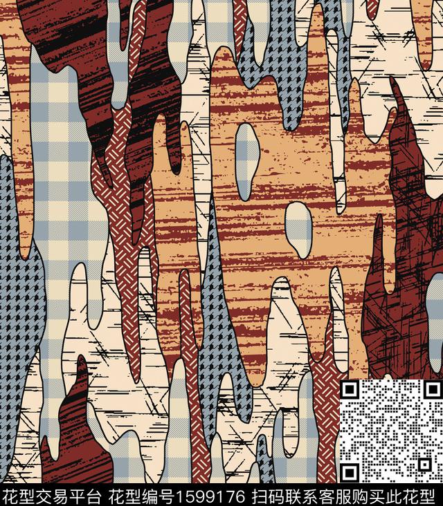 抽象千鸟格seamlesspattern数码印花华亿平台下载（图片编号: 1599176） - 瓦栏（Walan）