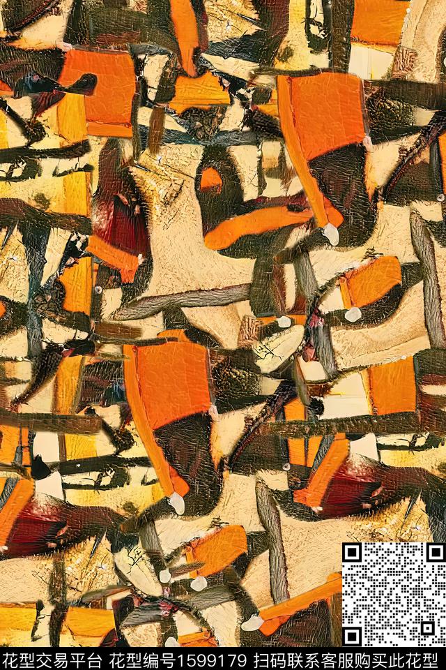 肌理手绘油画华亿平台数码印花华亿平台下载（图片编号: 1599179） - 瓦栏（Walan）