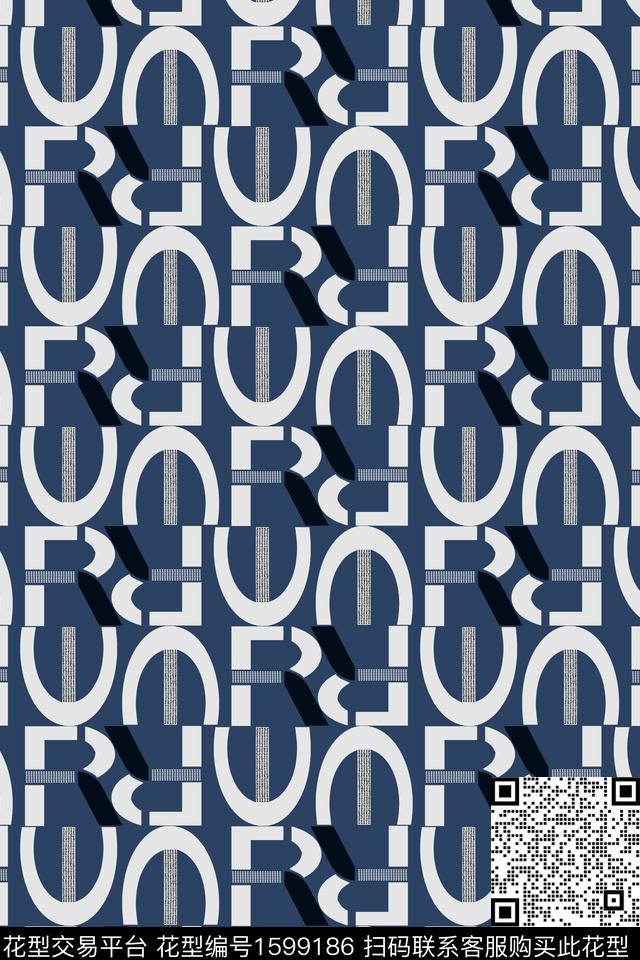 休闲字母几何数码印花华亿平台下载（图片编号: 1599186） - 瓦栏（Walan）