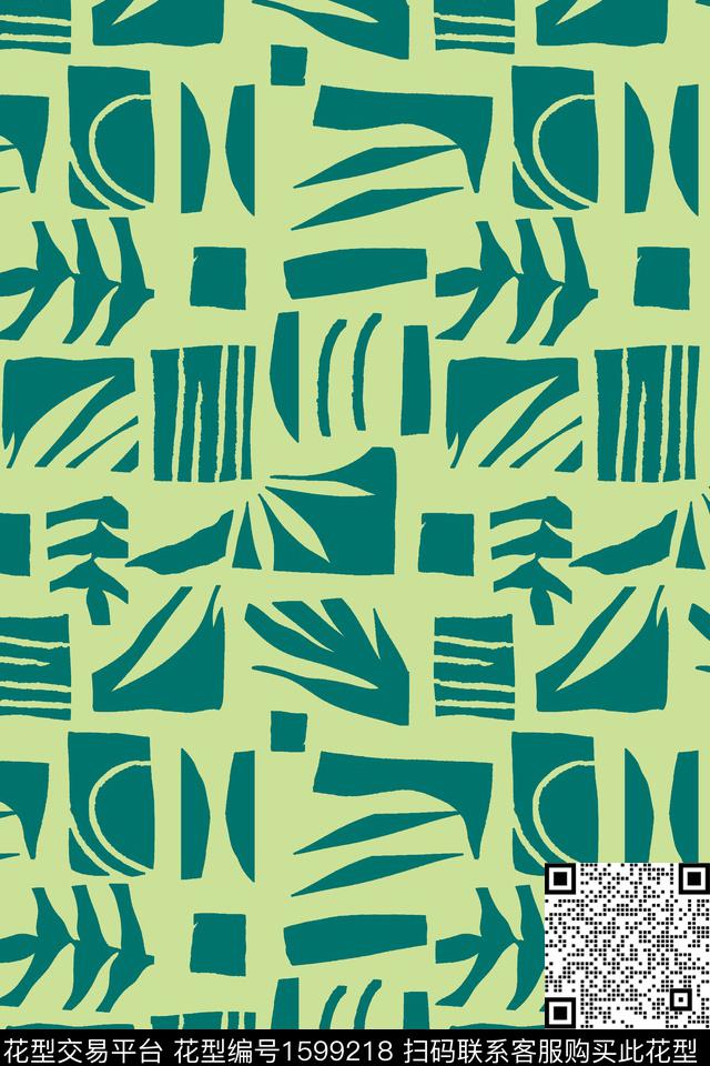 几何抽象剪影传统印花华亿平台下载（图片编号: 1599218） - 瓦栏（Walan）