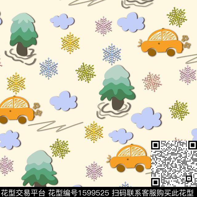 雪花卡通玩具车数码印花华亿平台下载（图片编号: 1599525） - 瓦栏（Walan）