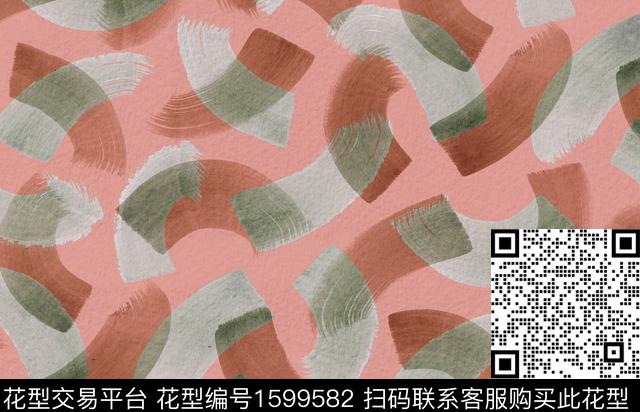 抽象笔触水彩数码印花华亿平台下载（图片编号: 1599582） - 瓦栏（Walan）