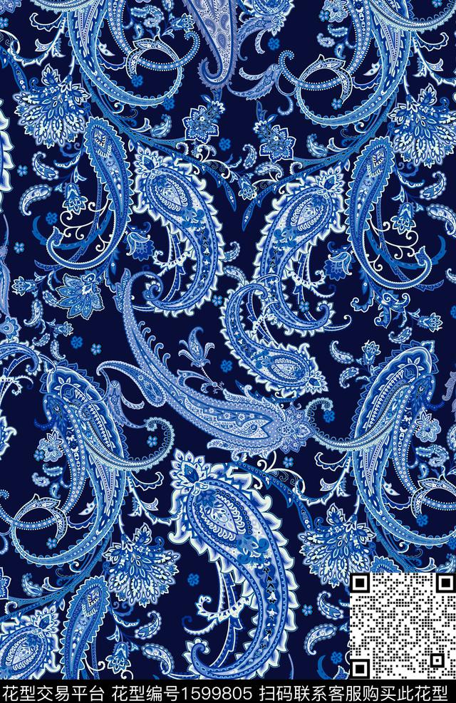 佩斯利民族风数码印花华亿平台下载（图片编号: 1599805） - 瓦栏（Walan）
