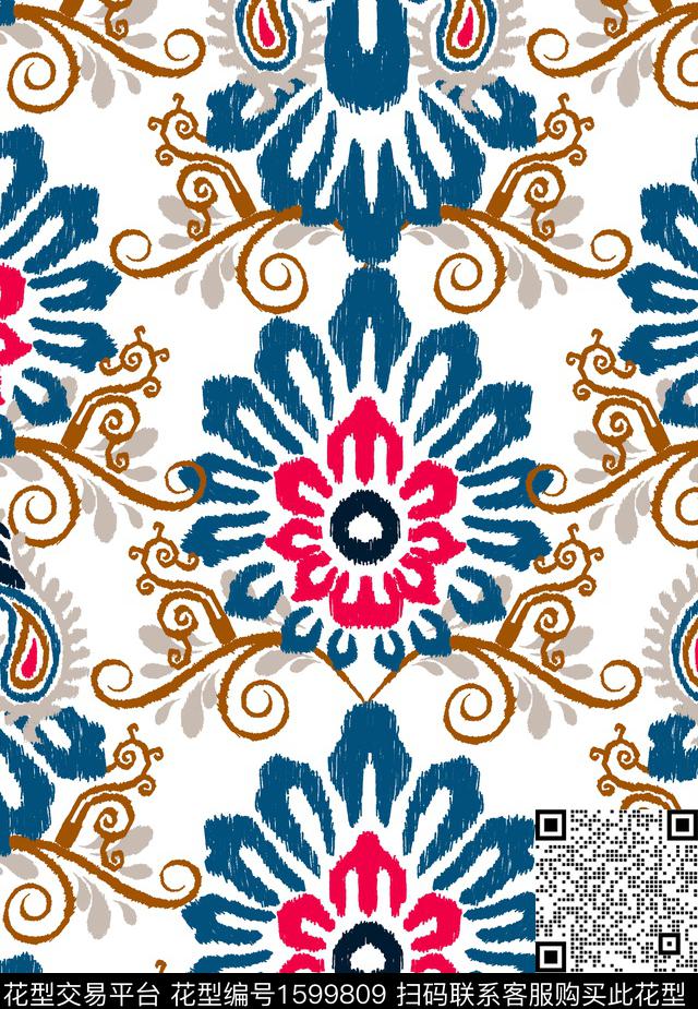 民族风古典纹样数码印花华亿平台下载（图片编号: 1599809） - 瓦栏（Walan）